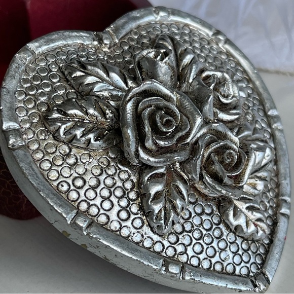 Heart Shape Jewelry Box Trinket Silver Cover - Picture 7 of 11